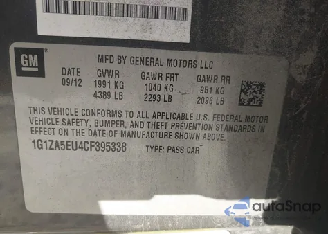 2012 Chevrolet Malibu Ls from USA, damaged, VIN 1G1ZA5EU4CF395338